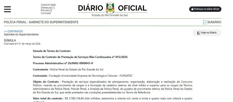Concurso Polícia Penal RS 2026 tem banca definida e oferta de 213 vagas